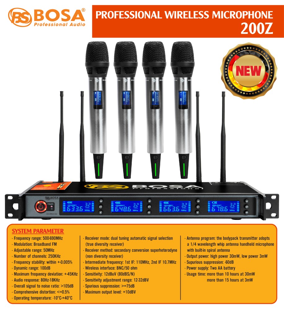 MICRO KHÔNG DÂY BOSA 200Z - 4 MIC